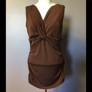 Sele Brown Large Junior Womens Dress shirt top